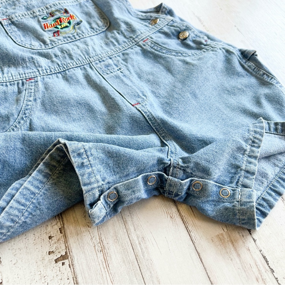 Vintage Y2K Hard Rock Cafe Save The Planet Denim Shortalls Kids Boys Sz 6 (read) - Picture 6 of 14